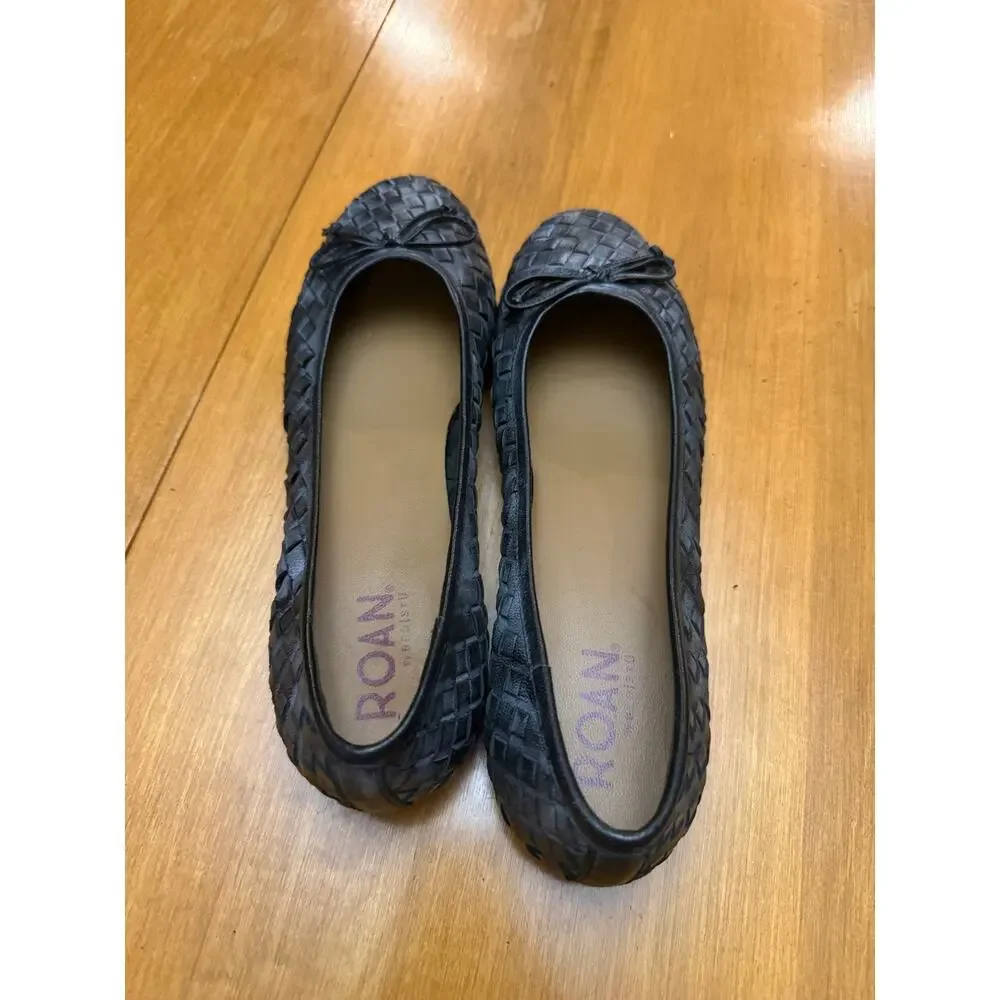 Roan by Bed Stu NWOB 9 distressed woven leather slip on ballerina flats boho
